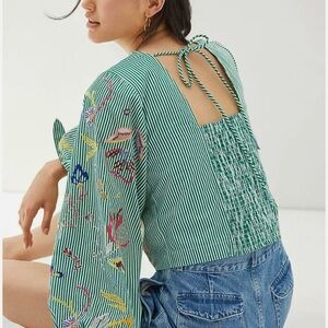 New Anthropologie Maeve Embroidered Blouse Small